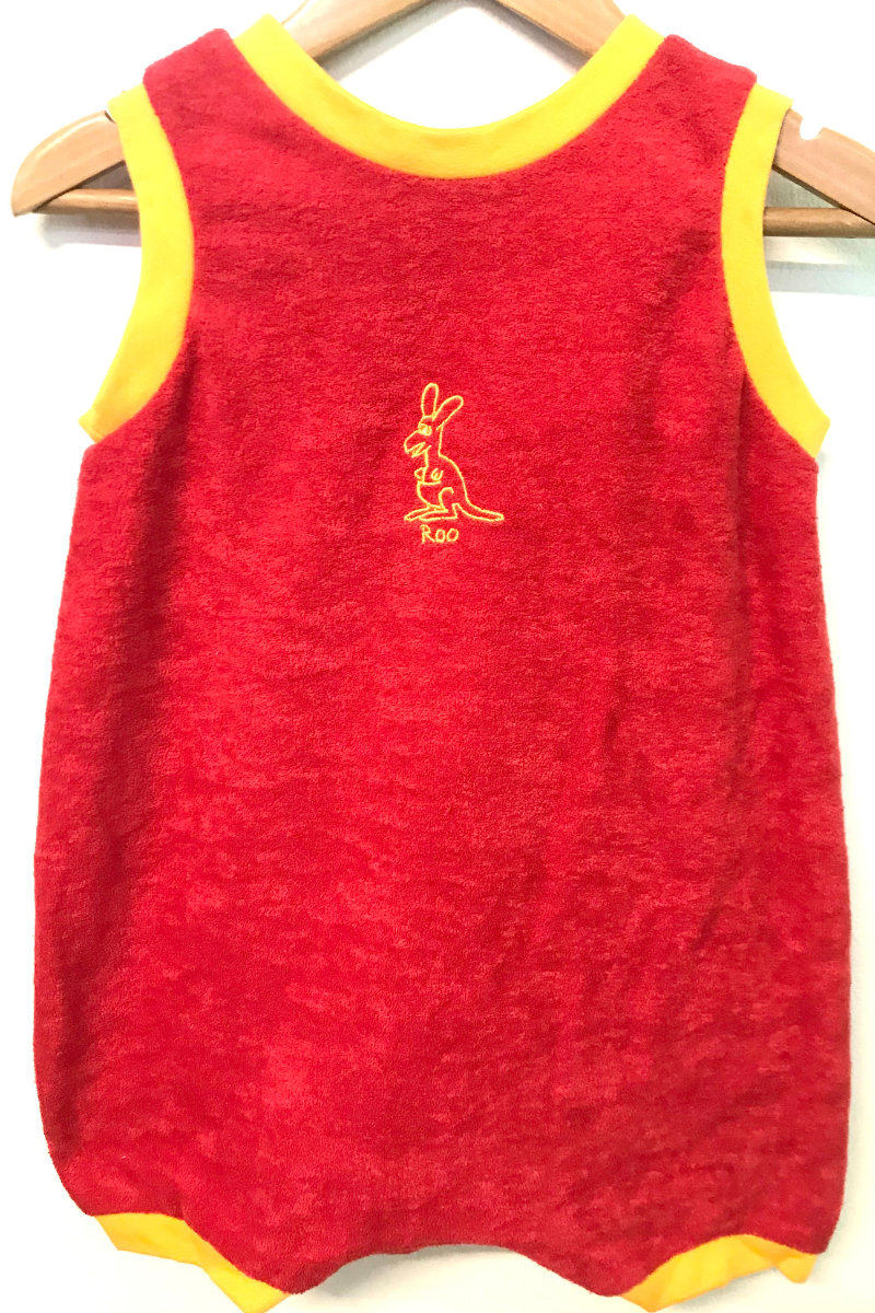 Ozi Varmints Terry Towelling Romper Red - Roo