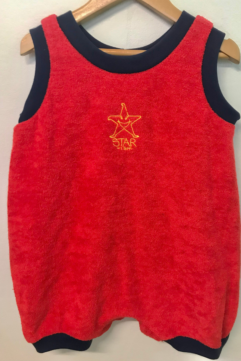 Ozi Varmints Terry Towelling Romper Red - Starfish