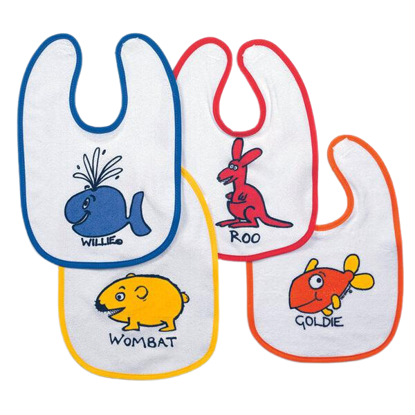 Ozi Varmints Baby Bib - White Green - Star Fish