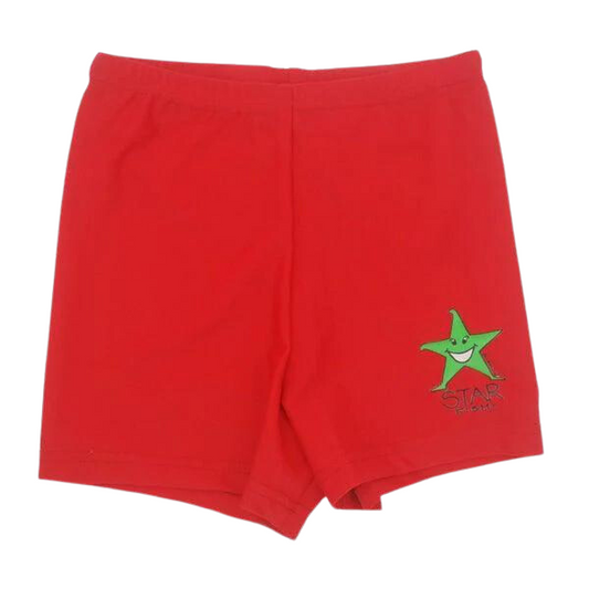 ozi varmints red boy leg swim shorts nylon with a starfish design print