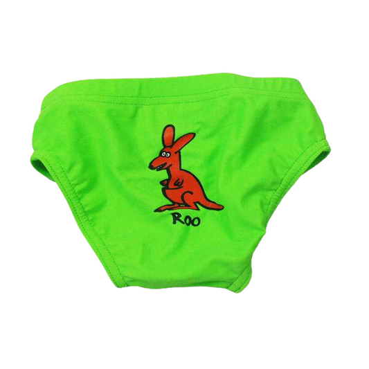 ozi varmints boys racer with a kangaroo design print - lime