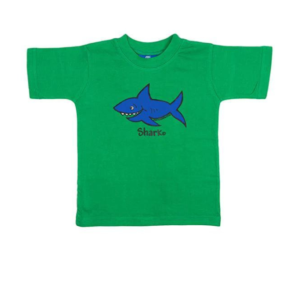 ozi varmints cotton solid t-shirt green colour with a shark design printed in the middle of the shirt