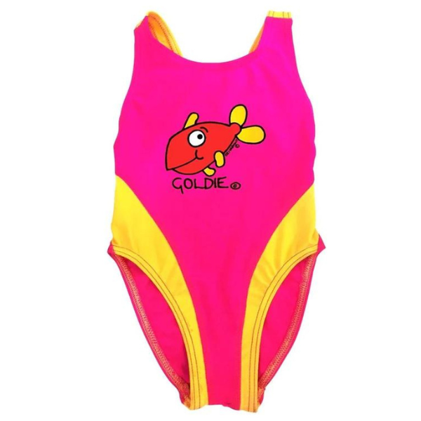 ozi varmints girls spliced racer with a goldfish design print  - pink sun