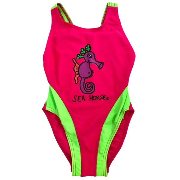 ozi varmints girls spliced racer with a seahorse design print - azlaia lime