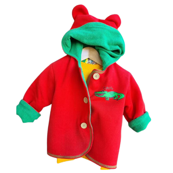 ozi varmints red/emerald polar fleece reversible hooded jacket with ears 