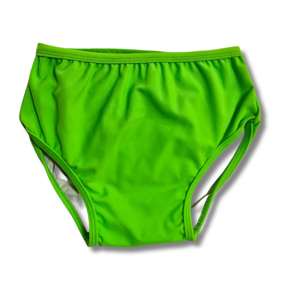 ozi varmints baby aqua nappy in lime colour - front view