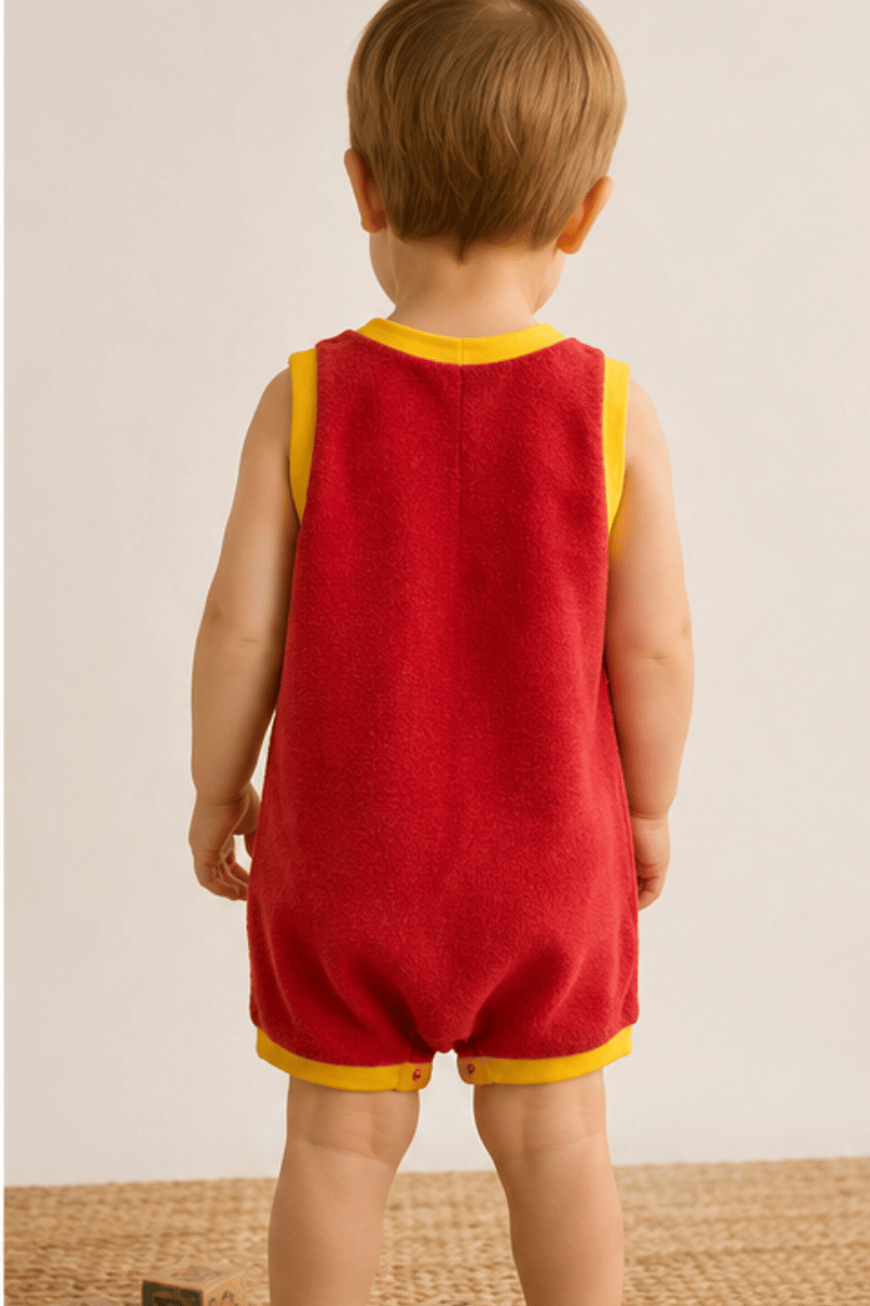 Ozi Varmints Terry Towelling Romper Red - Roo
