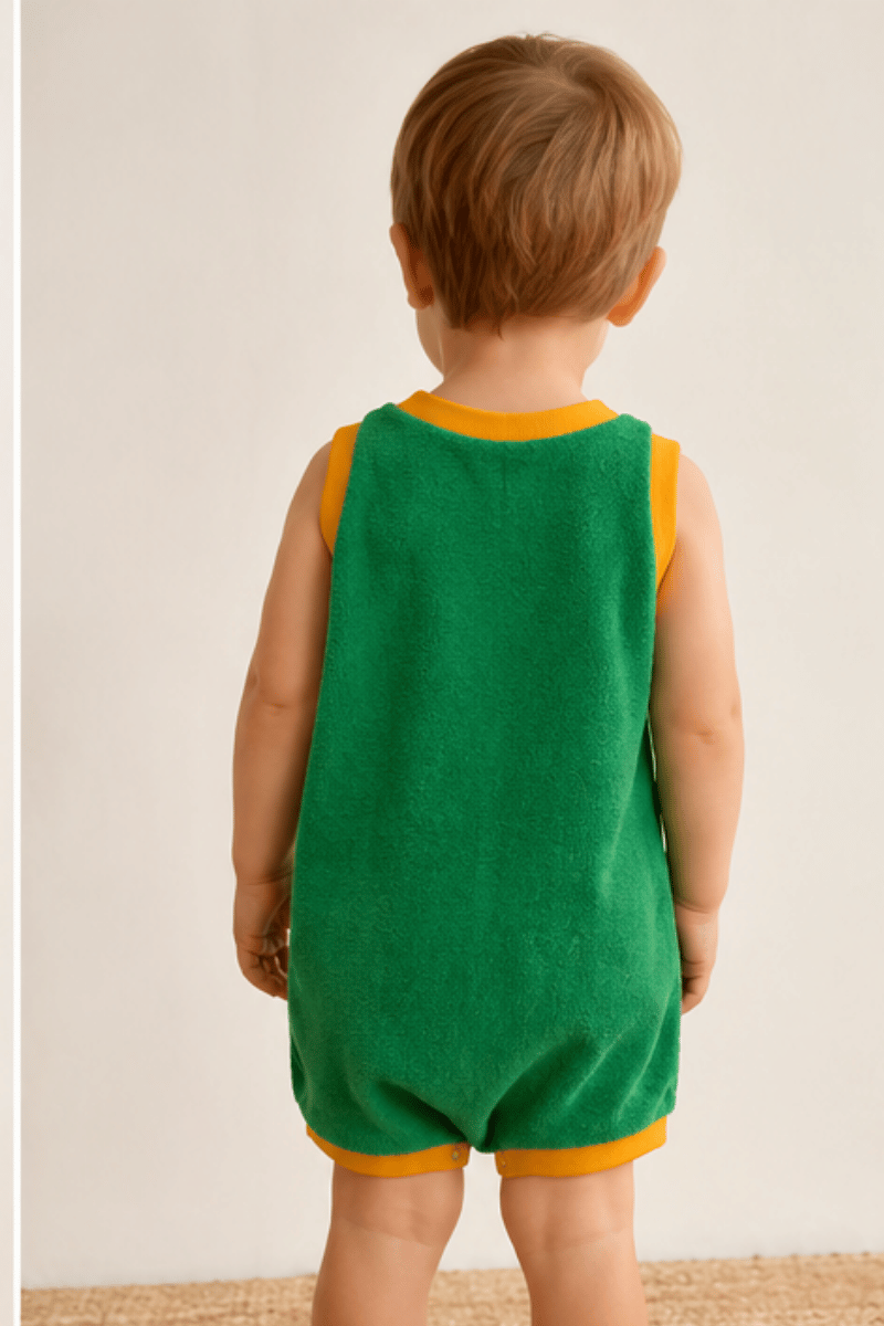 Ozi Varmints Terry Towelling Romper Green - Kidna