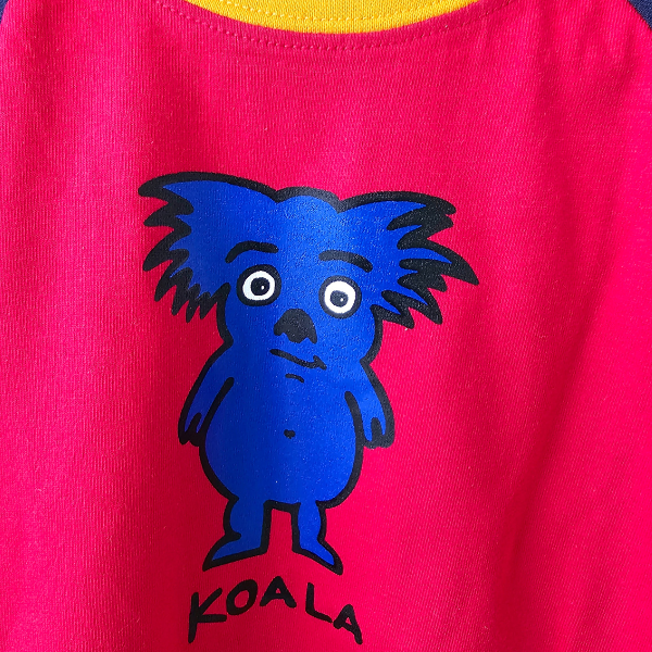 ozi varmints contrast 100% cotton t-shirt with koala print