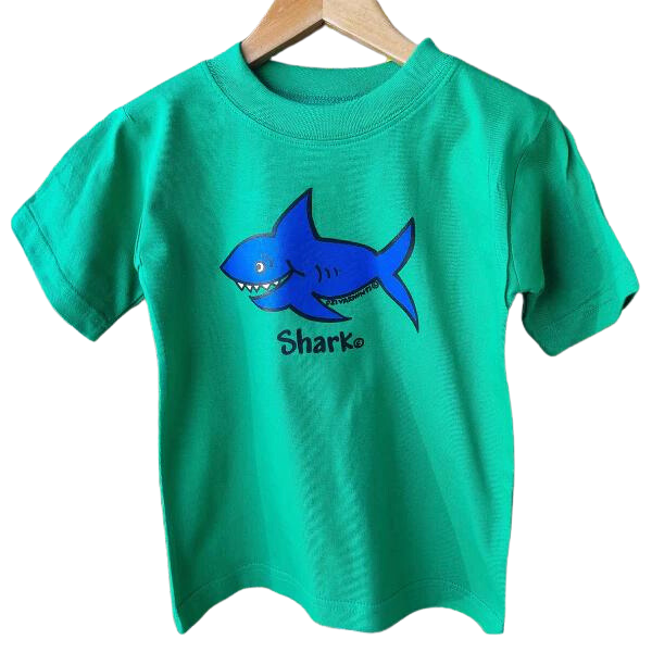 ozi varmints cotton solid t-shirt emerald colour and a shark design printed in the middle of the shirt