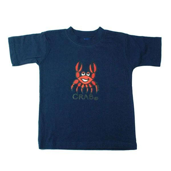 ozi varmints cotton solid t-shirt navy colour and a crab design printed in the middle of the shirt