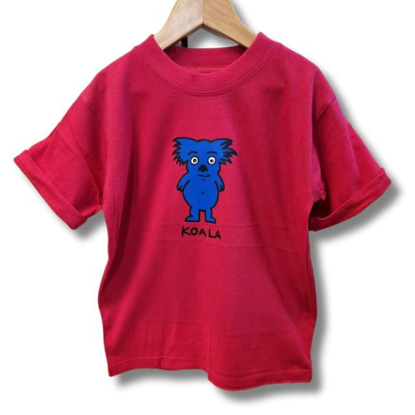ozi varmints cotton t-shirt red colour and a koala design printed in the middle of the shirt