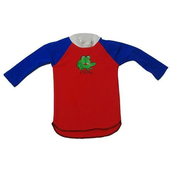 ozi varmints long sleeve rash vest with a frog design print  - red