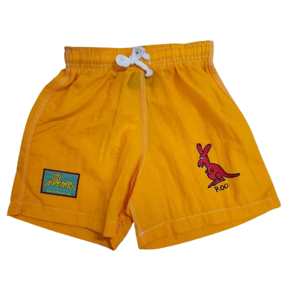 ozi varmints nylon board shorts with a kangaroo design print