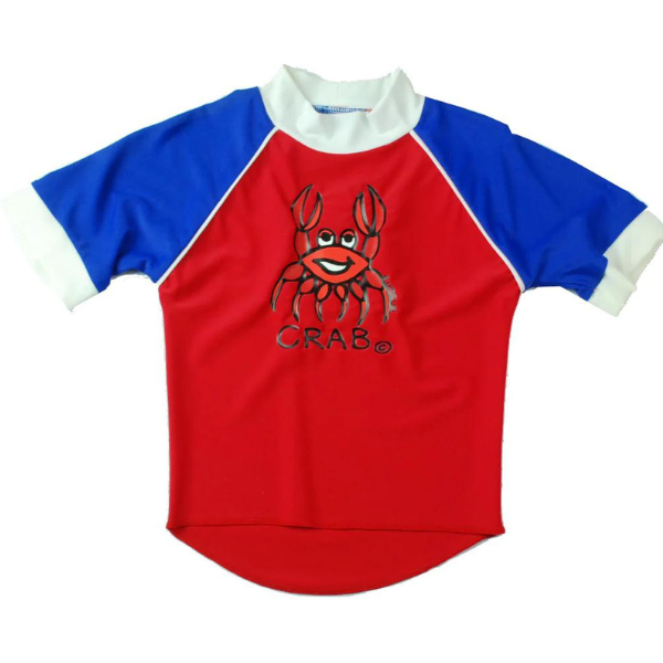 ozi varmints short sleeve rash vest with a crab design print  - red/crab